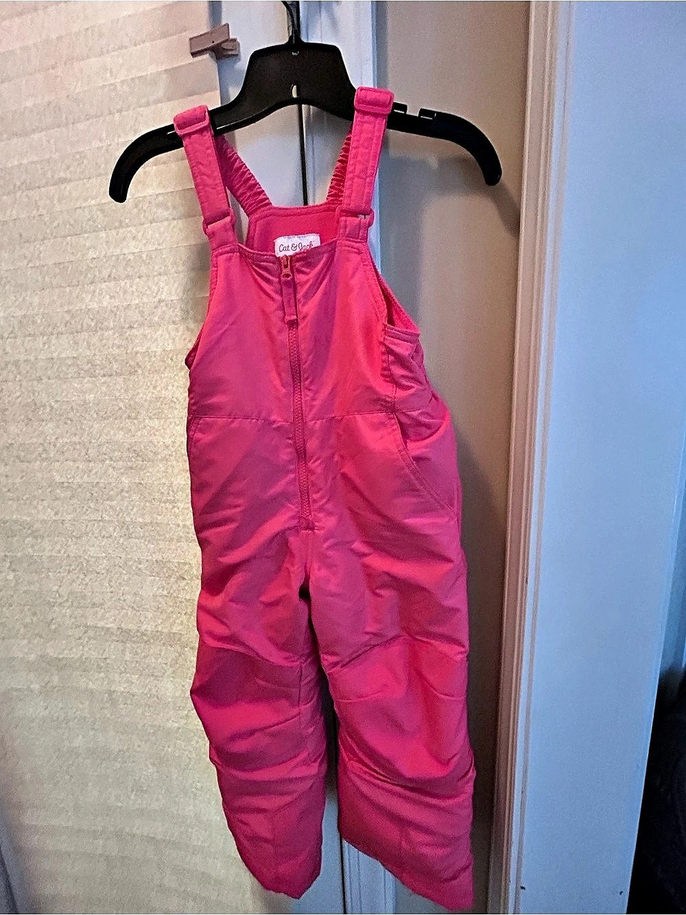 Cat & Jack Kids' Snowbibs Pink Snow Bib Overalls Girls XS